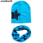 Шапка и шарф для мальчиков и девочек, вязаный крючком комплект из шапки и шарфа со звездами и любовным принтом, Осень-зима
