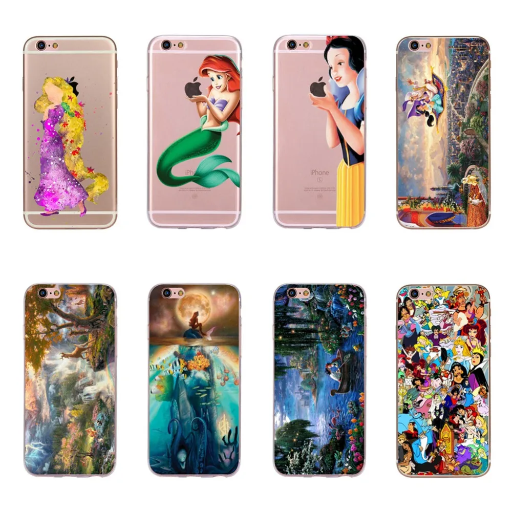 Для iPhone 6 6s чехол для телефона милый белый снег Аврора Жасмин Золушка Belle Ариэль