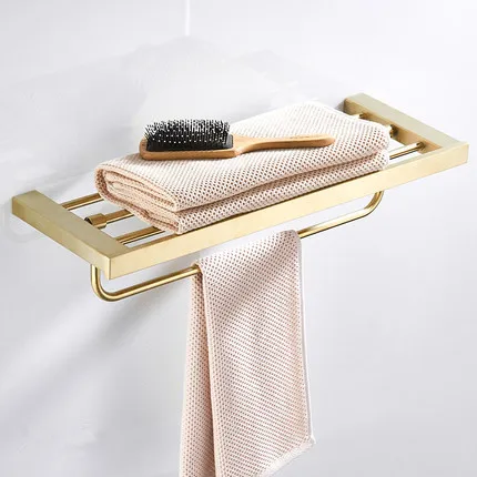 towel rack Набор аксессуаров для ванной комнаты, вешалка для полотенец, угловая полка, держатель для бумаги, кухонный смеситель, смеситель для раковины, кран, причесанный матовый золотой набор для ванной комнаты - Цвет: towel rack