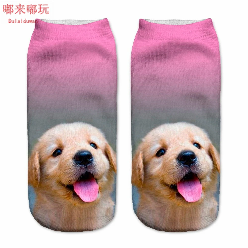 Хлопковые носки с 3D принтом 1 пара повседневные стильные низкие в виде собак