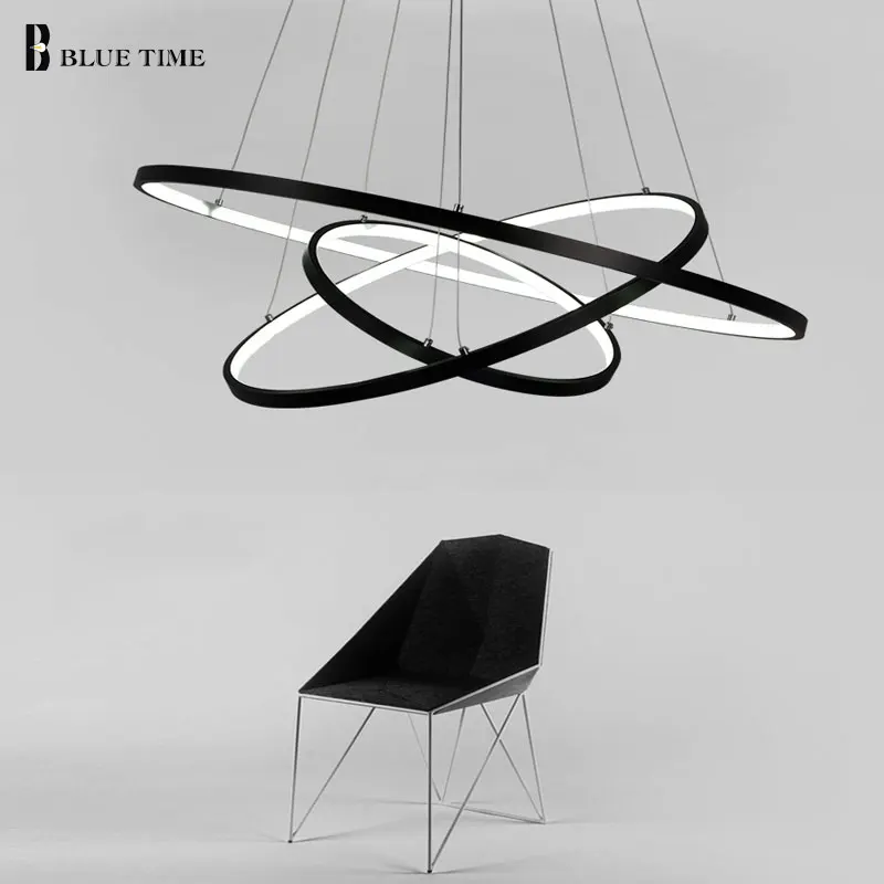 Черный и белый современный светодиодный подвесной светильник для гостиной