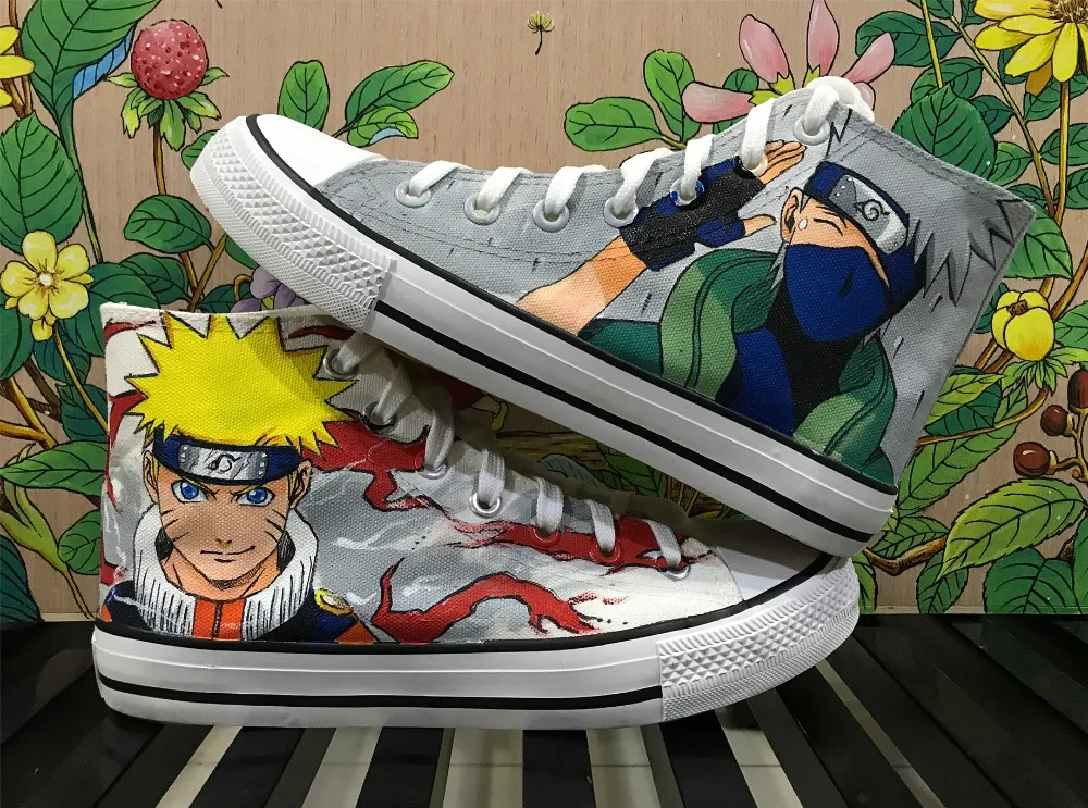 Высокая-Q Мужская Аниме Cos Наруто Uzumaki Naruto Саске 3D пары тапочек холст шнурки для ботинок обувь на подошве