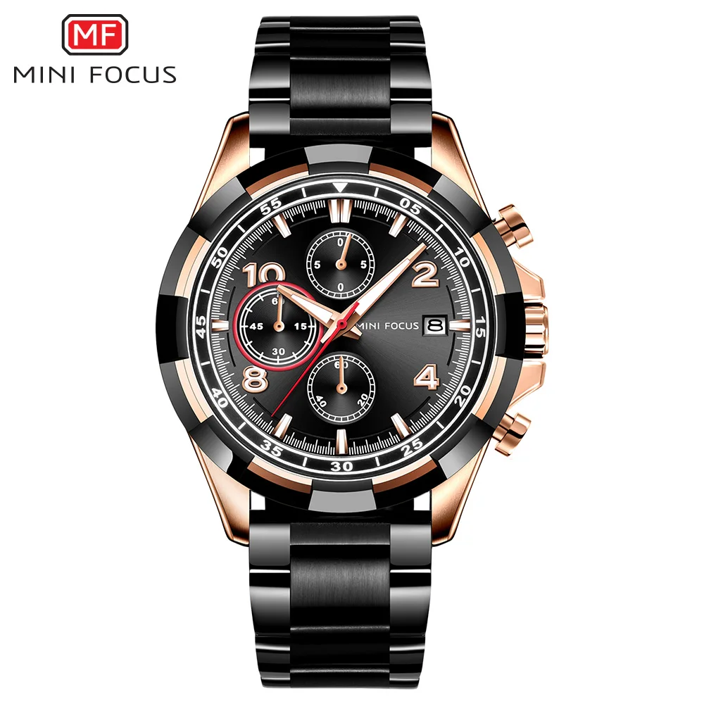 BLACK RG Новые популярные модные мужские спортивные часы 3D синие розовое золото Chrono 3 циферблата лучший бренд класса люкс мужские светящиеся наручные часы из нержавеющей стали - Цвет: BLACK RG