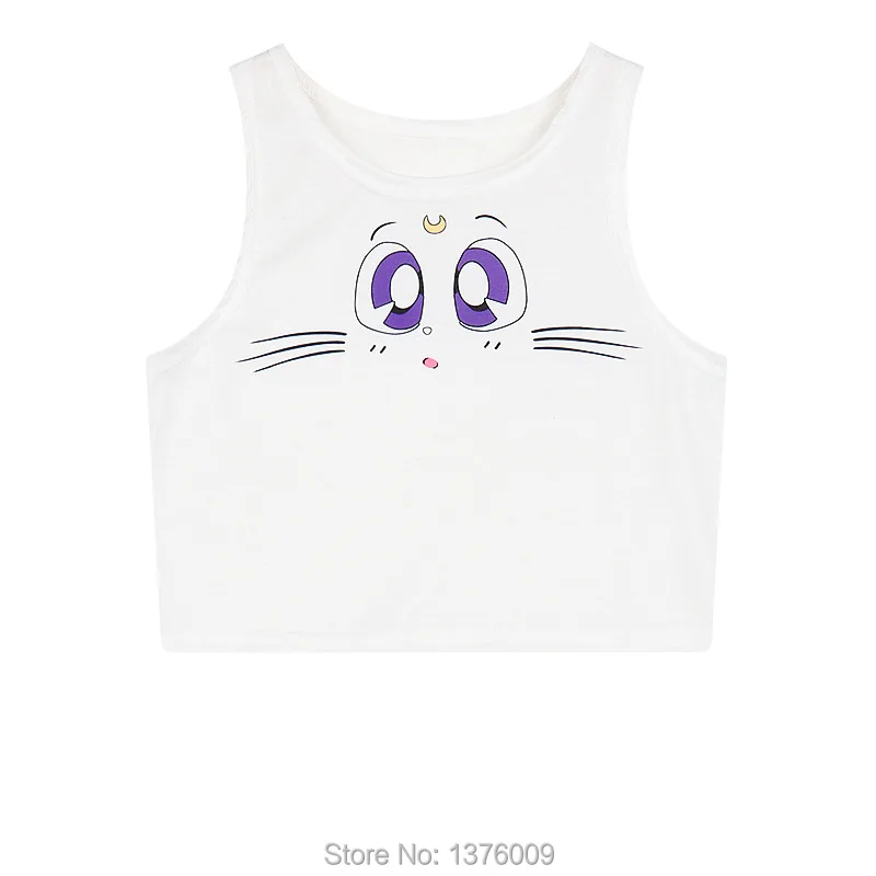 спортивный топ Harajuku Аниме Сейлор Мун Растениеводство Топы Kawaii Луна Cat Женщины