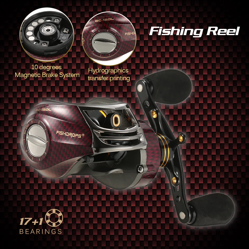Рыболовная катушка FISHDROPS для ловли карпа заброса приманки 17 + 1 шарикоподшипников