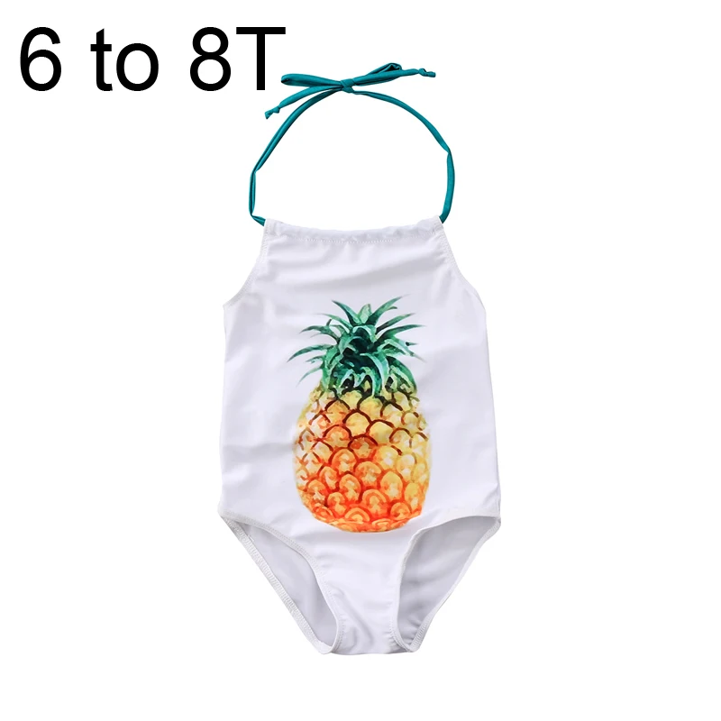pineapple 6 to 8T Цельный купальник для маленьких девочек, милый купальник с изображением ананаса, купальник с изображением клубники, бикини, пляжный купальный костюм - Цвет: pineapple 6 to 8T