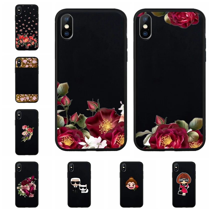 Для iphone 6 6s 6Plus 7 8plus чехол для X XR XS MAX Fundas Ретро цветок мягкий черный силиконовый Z620 |