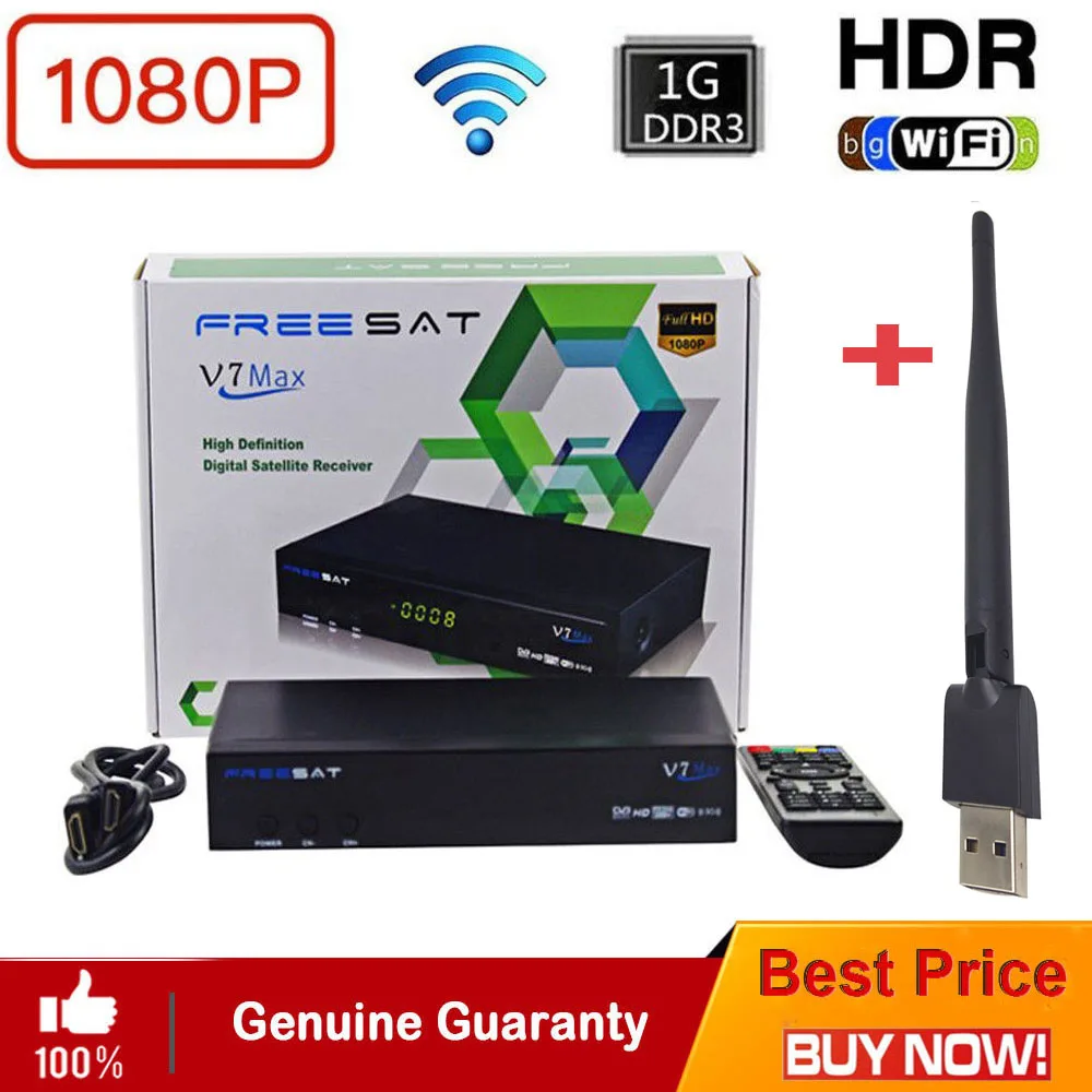 Freesat V7 Max DVB-S2 HD FTA спутниковый ресивер Full box Поддержка Bisskey Ccam PowerVu DRE Newcam