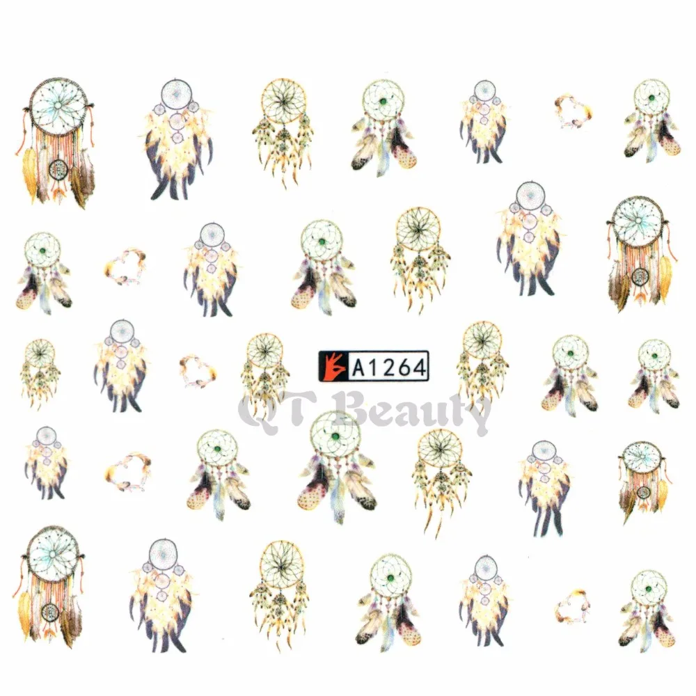QT красота кружева/цветок/Ловец снов шаблон воды искусства ногтя переводная