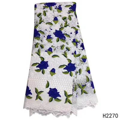 HFX нигерийский шнур кружевной ткани Высокое качество Африканский дизайн Желтый Хлопок Кружева Французский гипюр Ткань H2270 - Цвет: as picture