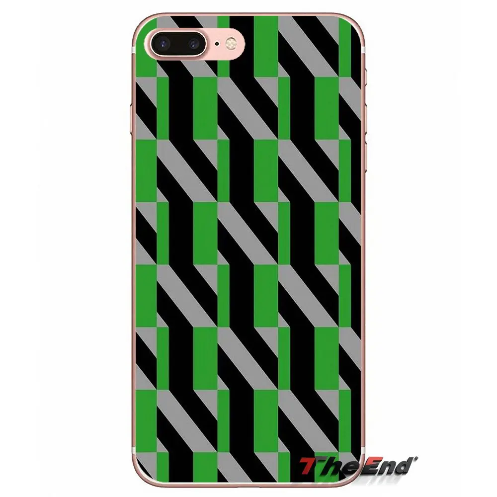 Синий Зеленый Художественный мягкий чехол из ТПУ с геометрическим рисунком для