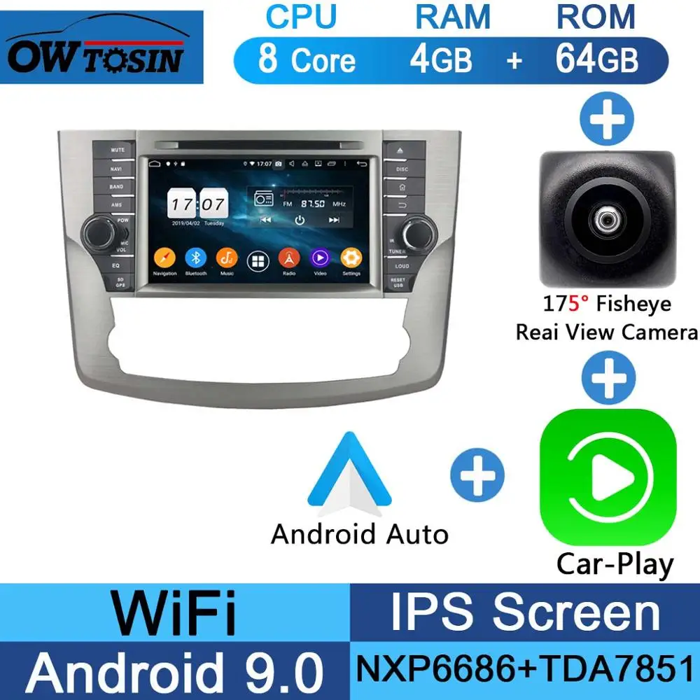 Fisheye Carplay n A 8" IPS Octa 8 Core 4GB RAM+64GB ROM Android 9.0 Car DVD Radio GPS Navi For Toyota Avalon 2011 2012 2013 DSP CarPlay Parrot BT - Цвет: Fisheye Carplay n A