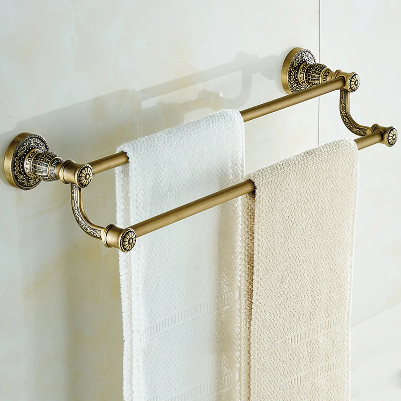 

Vidric Vintage Design White/Antique Double Towel Bar Continental Bathroom Accessories Sanitary Wares Towel Rack Towel Sh