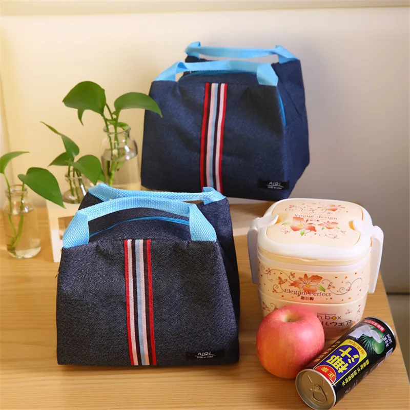

Fashion Jean Lunch Bags Brand Food Fresh Keep Lunch Cooler Bag Waterproof Picnic Travel Storage Icepack Thermal Insulated