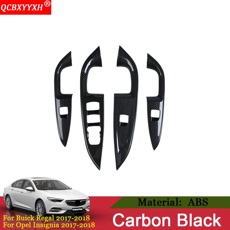 Carbon Black QCBXYYXH, 4 шт., для межкомнатных дверей, окон, подъемная панель, панель, чехлы, отделка, украшение для Buick Regal Opel Insignia, автомобильный стиль - Название цвета: Carbon Black