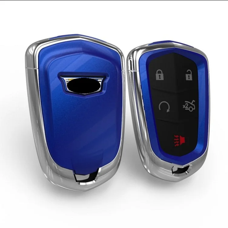 Blue cover Ключ чехол в виде ракушки сумка брелок держатель для Cadillac ESV Cadillac Escalade CTS XTS SRX от АТС CT5 XT5 XT6 пульт дистанционного управления смарт-ключ - Название цвета: Blue cover