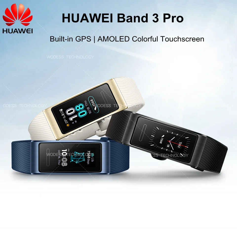 Оригинальный Смарт-браслет Huawei Band 3 pro с цветным экраном и GPS для плавания