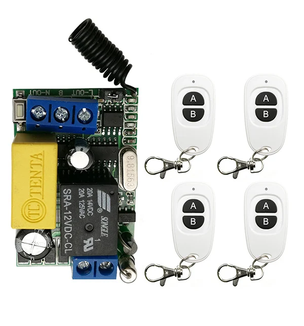 

AC220V 1CH 10A RF Wireless Mini Switch Relay Receiver Remote Controllers For Light switch With White Waterproof Transmitter