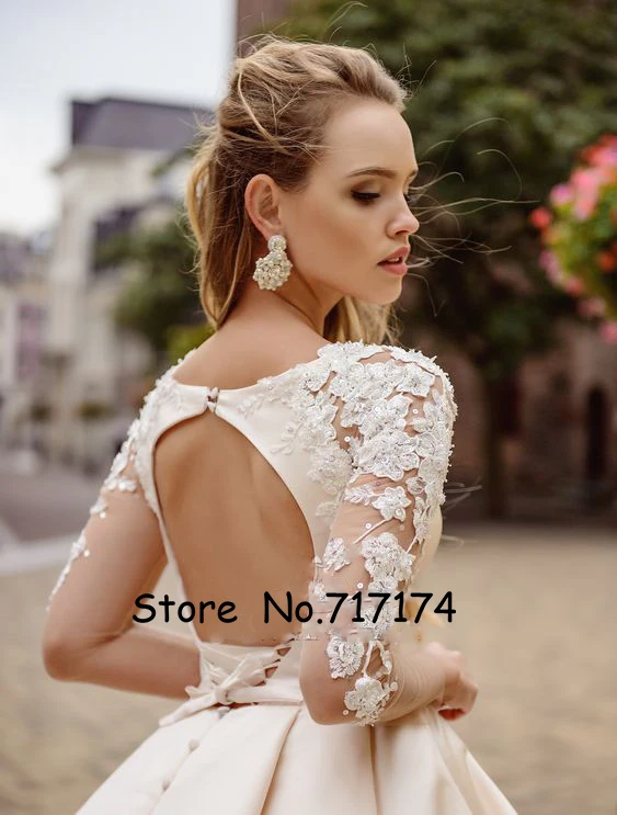 О образным вырезом Длинные рукава тюль кружева с бусинами Аппликации бальное
