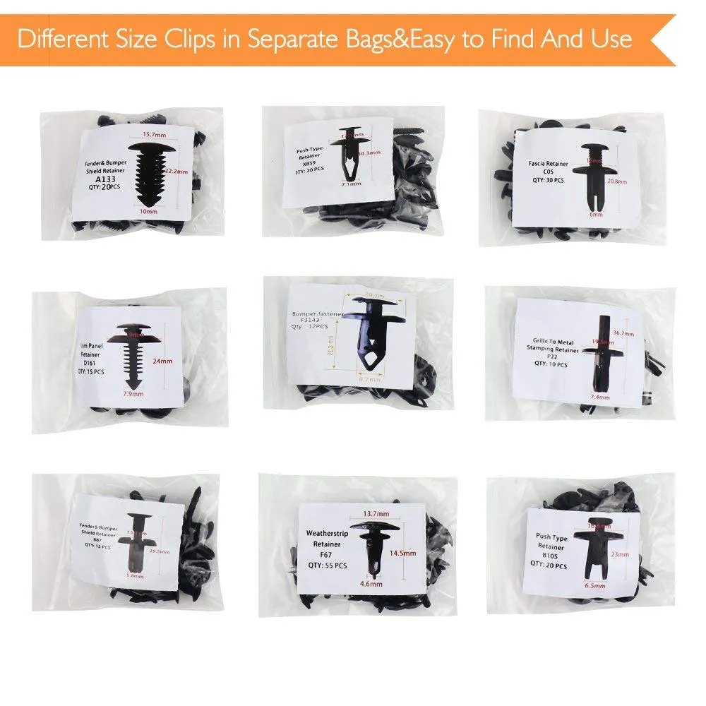 AUTO 427 шт. Набор фиксаторов для автомобильных заклепок из нейлона 19 популярных
