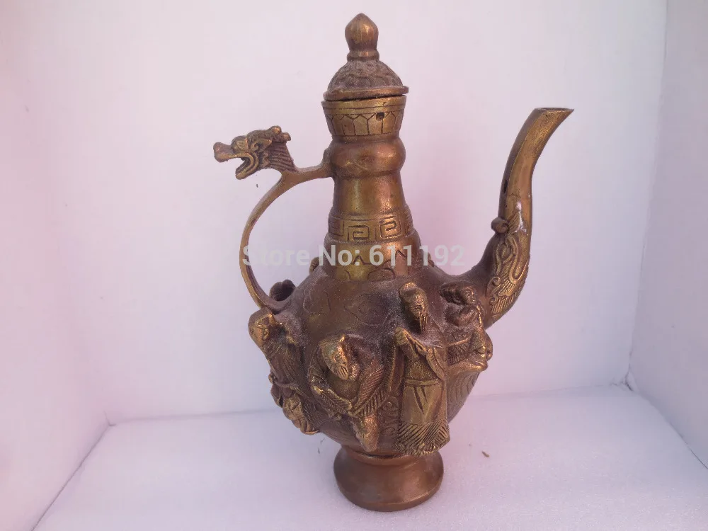 

Декоративный медный чайник в стиле китайской народной легенды, 8 бессмертных, для дома, старинные металлические поделки