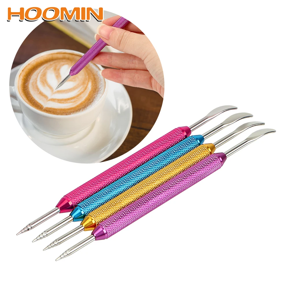 HOOMIN 1 шт. Нержавеющая сталь Кофе Трафареты DIY арт иглы латте пены шпатель посуда