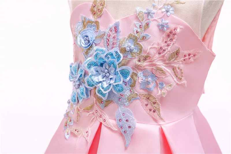 Kids Girl Dress Satin embroidery Elegant party Gown for Wedding Dresses Toddler Princess Tuxedo Costume | Детская одежда и обувь