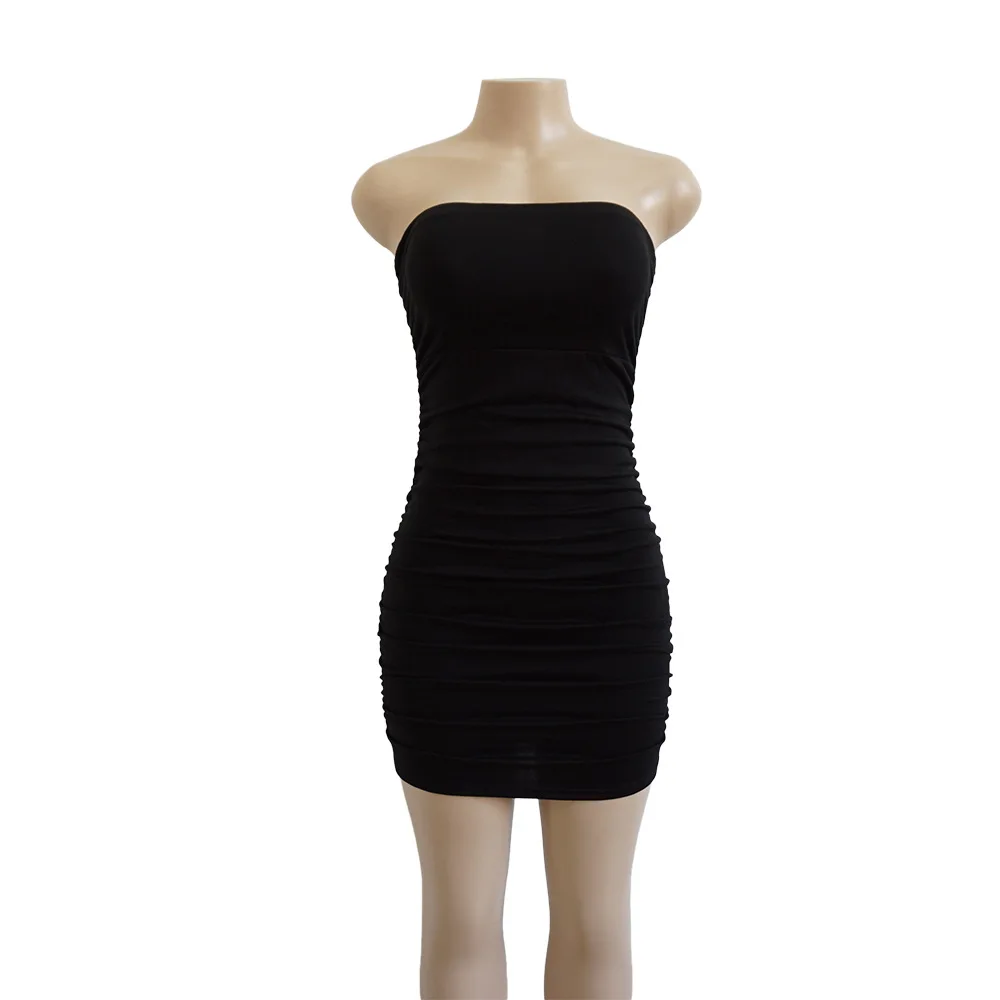 Пикантные драпированные бодикон платье без бретелек Высокая талия для женщин