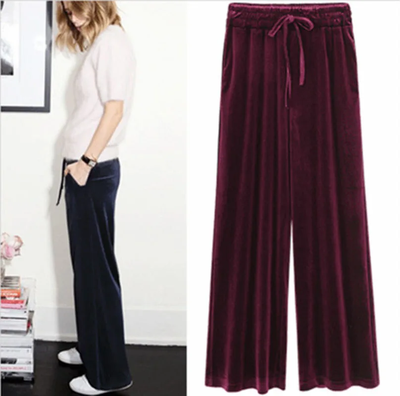 Женские шаровары с высокой талией новинка 2018 года Осень зима большой размер 4xl