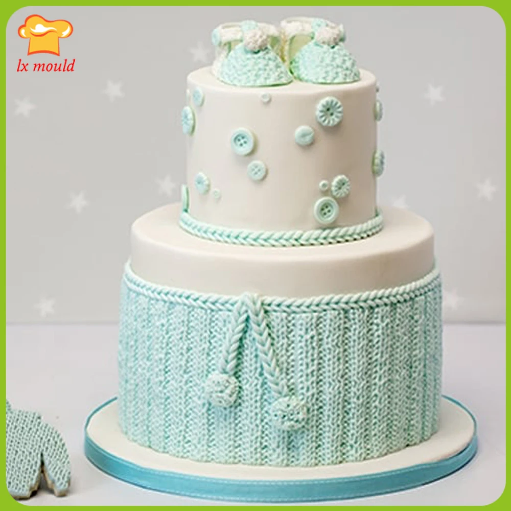 

New Sweater Lace Fondant Mould Chocolate Silicone Mold Baking DIY Tools West Point Cake Decoration Square Mat