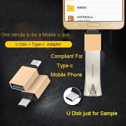 SAMSUNG USB 3,1 флеш-накопитель 32 Гб 128 г флеш-накопитель USB DIY логотип мини флеш-память Memoria Stick устройство для хранения U диск флешка - Цвет: Plus Type-c Adapter