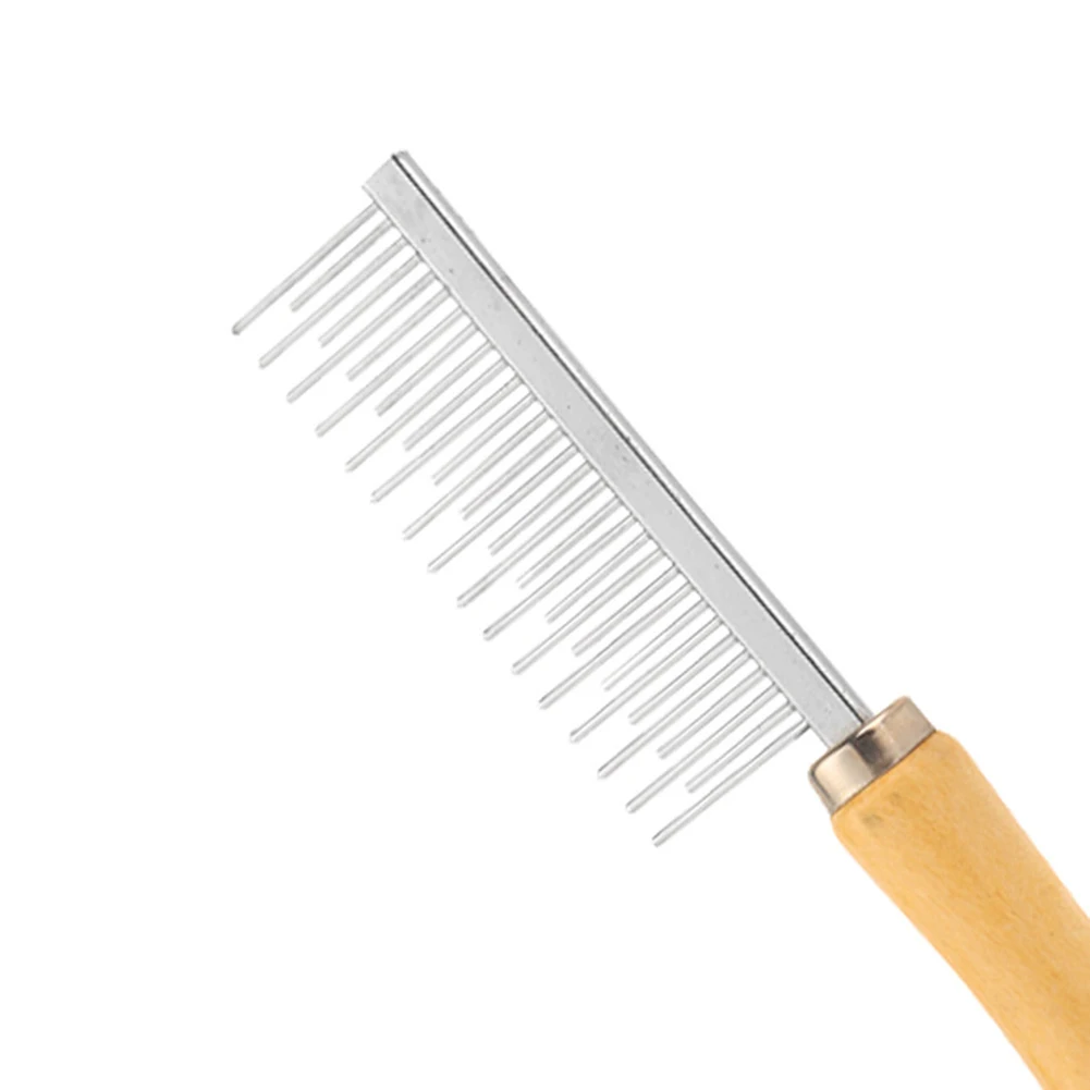 Щетка из нержавеющей стали с длинной деревянной ручкой для домашних животных |