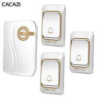 cacazi smart wireless doorbell dc battery operated waterproof 3 button 1 receiver home cordless door bell 36 chimes 200m ramote