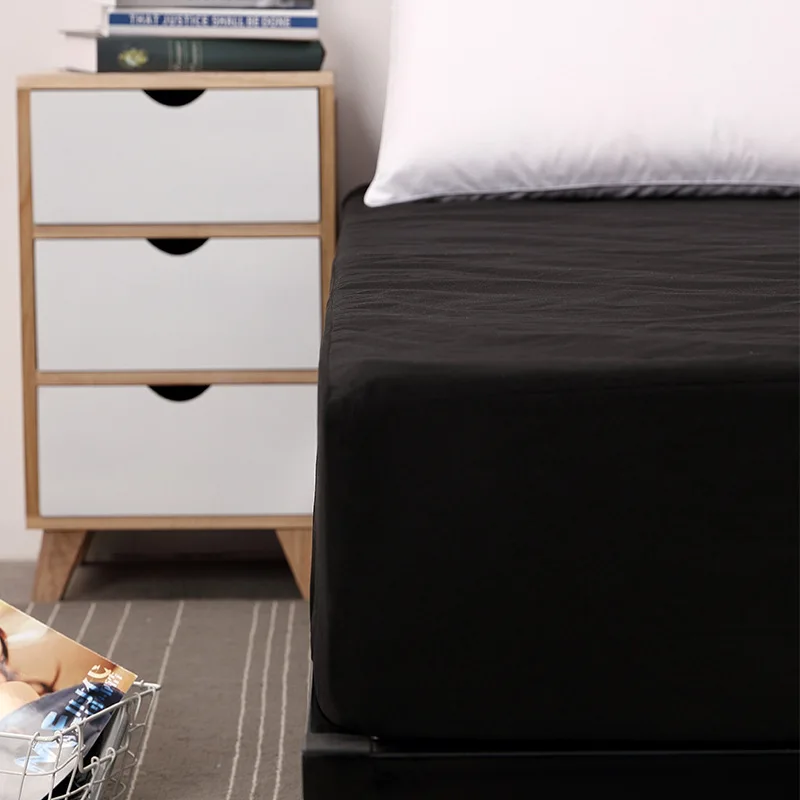 Solid Color Waterproof Mattress Protector Fitted Bed Sheet Pillowcase Bedding Set Linen Home Textiles Juego de cama | Дом и сад