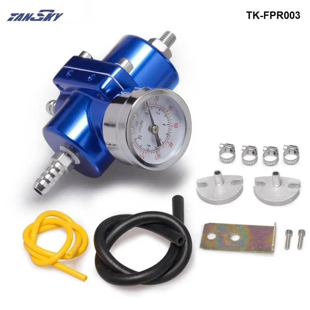 Синий Универсальный jdm Регулируемый FPR регулятор давления топлива 0-140 PSI калибровочный газовый шланг комплект для Ford Mustang 01-04 TK-FPR003 - Цвет: Синий
