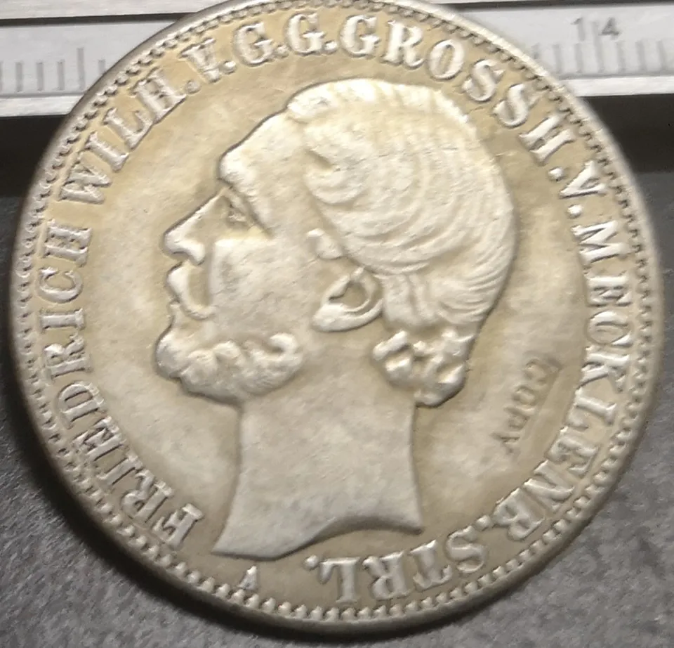 1870 великая герцогство Мекленбург-стрелиц 1 Thaler-Friedrich Wilhelm Посеребренная копия монеты 1870 великая герцогство Мекленбург-стрелиц 1 Thaler-Friedrich Wilhelm Посеребренная копия монеты