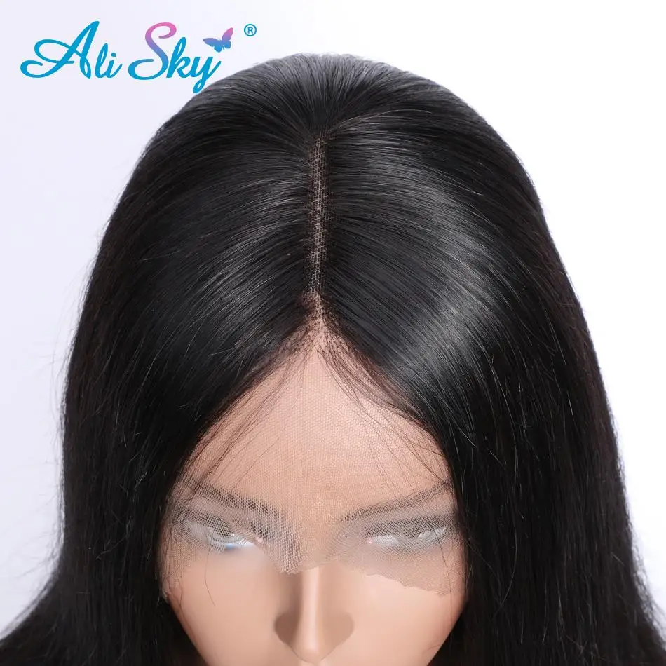 Ali Sky бразильские кружевные передние человеческие волосы парики прямые 100% Remy