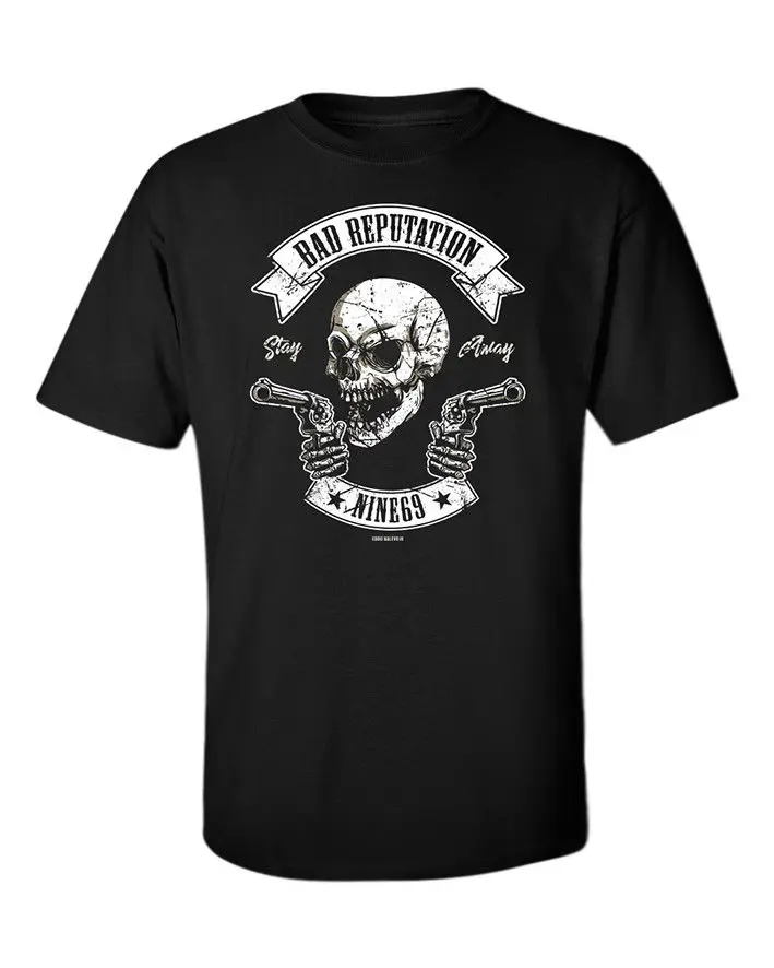 

In Summer Of 2019 Pop Cotton Man Tee Skull T-Shirt Music Thug Life Guns Outlaw Punk Rock Metal Goth Bad Black Men Tee shirt