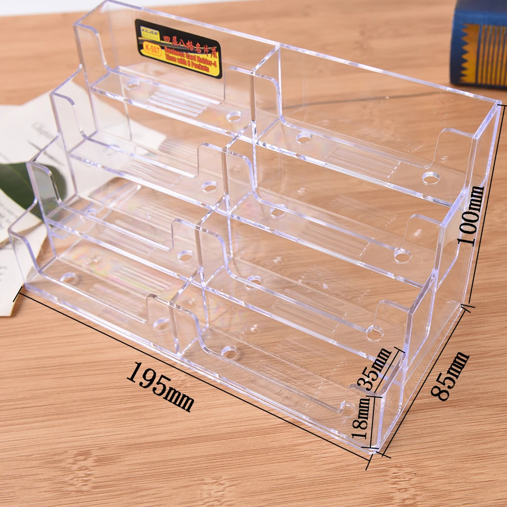 1pc New Desktop Office Business Card Holder 8 Pockets Stand Clear Transparent Acrylic Counter Display Home Supplies | Канцтовары для