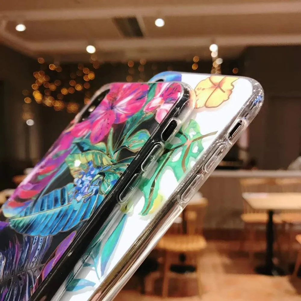 Роскошный чехол для iPhone X Xs Max XR 7 8 6 6s plus прозрачный цветной цветочный стиль Мягкая