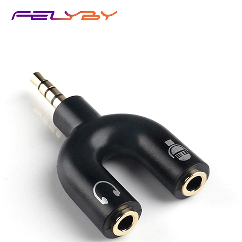 HOT! U Shape 1 to 2 Audio Adapter 3.5mm Adaptor Suitable for headphone and speaker output microphone recording input | Электроника