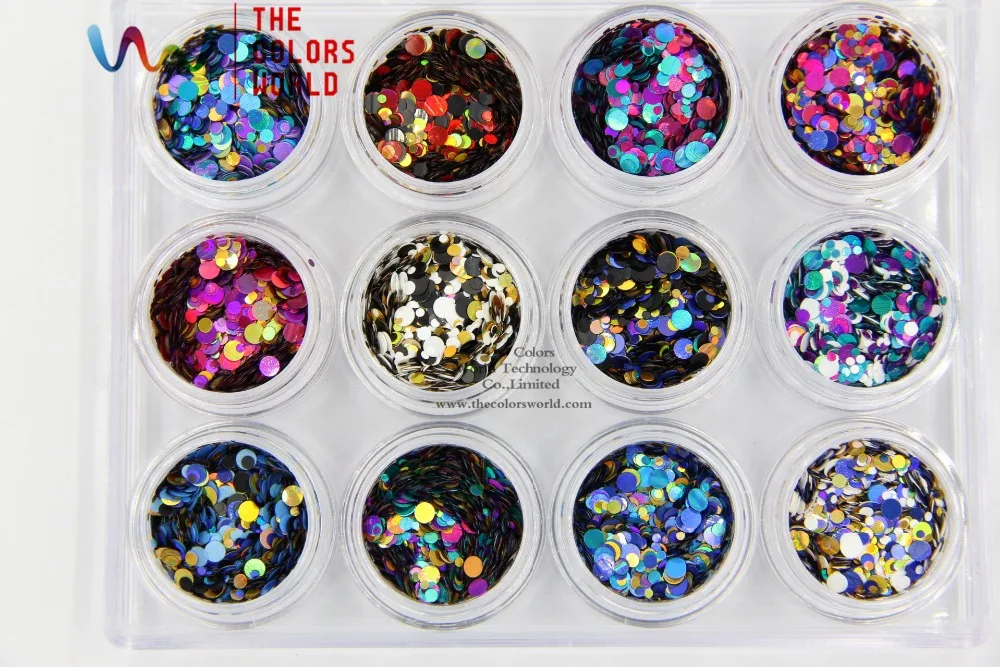 

TCT-004 Mix Colors Round Dot Shapes Glitter For Nail Art Decoration Nail Gel Makeup And Body Art Body Painting DIY Decoration