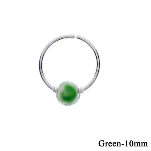 Green-10mm 1 шт модные обручи спиральные пирсинг для хрящевой части уха хирургическая сталь бирюза перегородка кликеры кольцо носа губы трагус Пирсинг#257909 - Окраска металла: Green-10mm