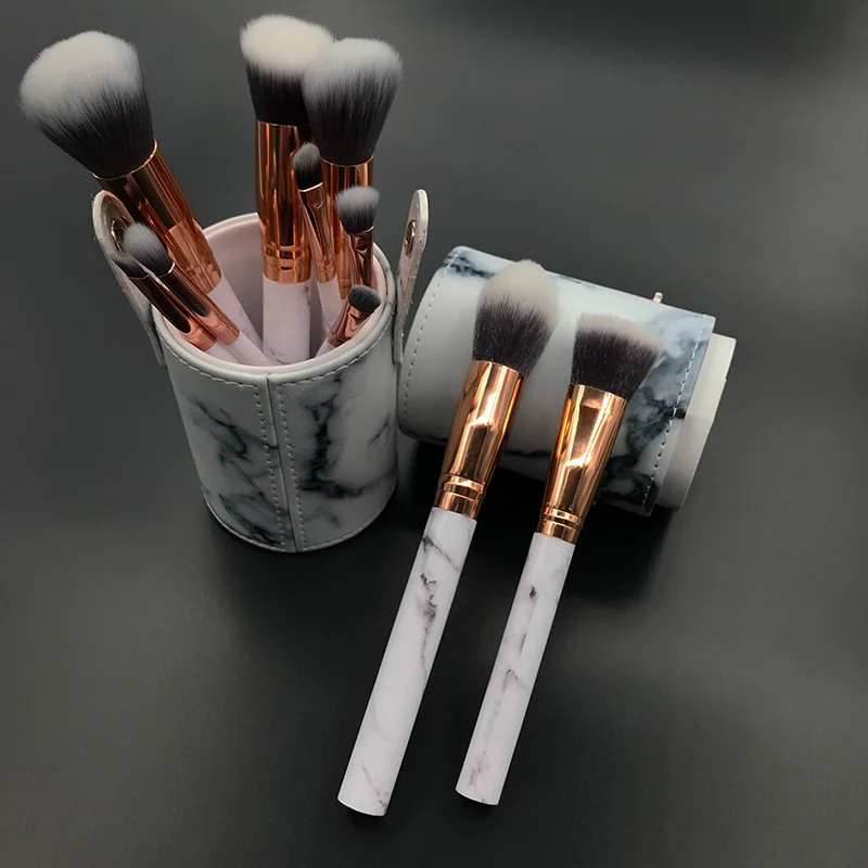 10 шт. Профессиональный Мрамор кисти для макияжа мягкий набор кистей пудра