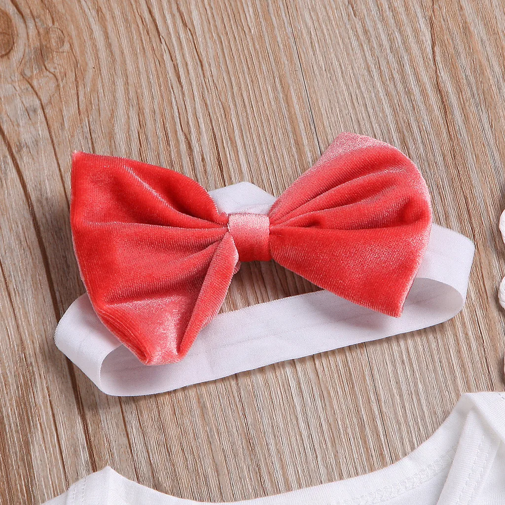 2019 Brand New Infant Toddler Baby Girl Boy Cotton Outfit Clothes Romper Tops Pants Hair Band Set Outfits 3Pcs L1214 | Детская одежда и