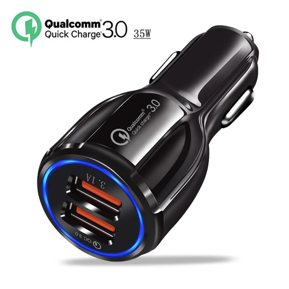 QC3.0 автомобильное зарядное устройство Quick Charge 3,0 зарядное устройство для мобильного телефона 2 порта USB Быстрая зарядка для iPhone samsung Xiaomi Tablet автомобильное зарядное устройство