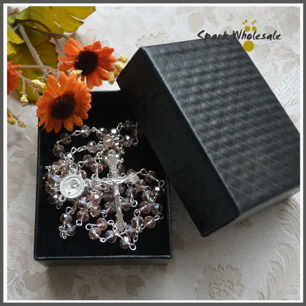 Религиозное женское ожерелье с розовыми кристаллами 6*4 мм четки из бусин в