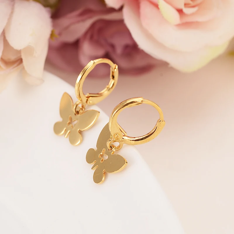 Золото для девочек прекрасная бабочка arrings для детей Aros женщин girlsboy jewelry в африканском стиле Рождественский подарок мотаться