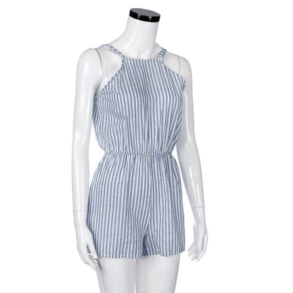 Свободный страусиный Модный женский летний пляжный комбинезон на бретельках без