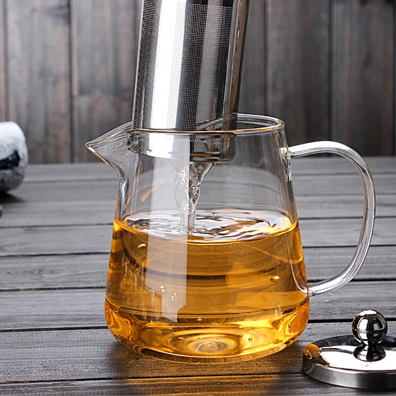 Термостойкий стеклянный графин с крышкой и Нержавеющее ситечко кувшин для